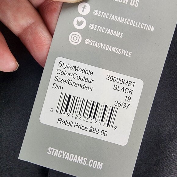 Stacy Adams Shirt Mens 19 Black Long Sleeve Modern Fit Button Up *NWT* - Picture 2 of 14